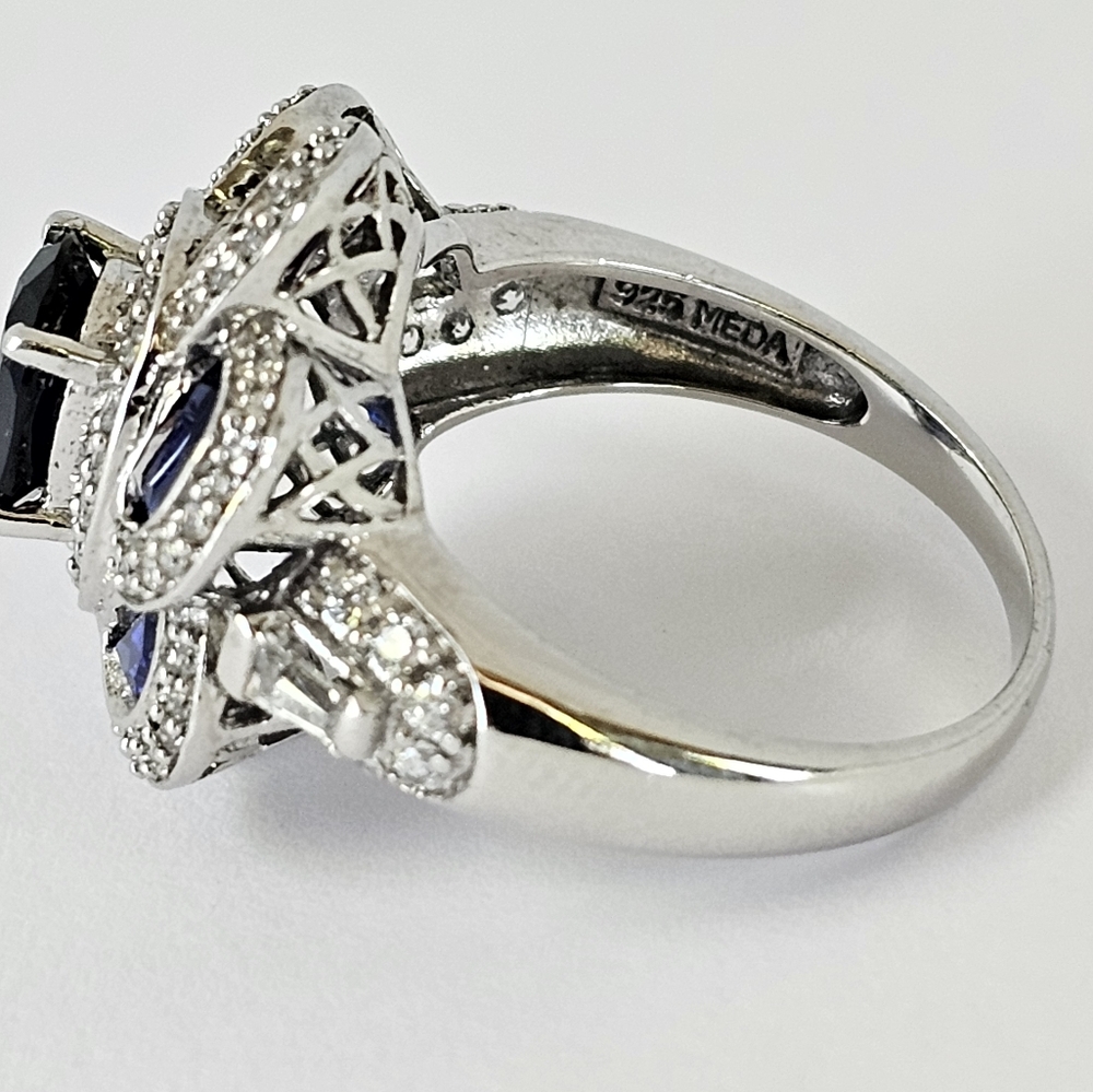 Rare Victoria Wieck Lab-Created Blue Sapphire & Diamonique Sterling Silver Sz 8 - Picture 4 of 8